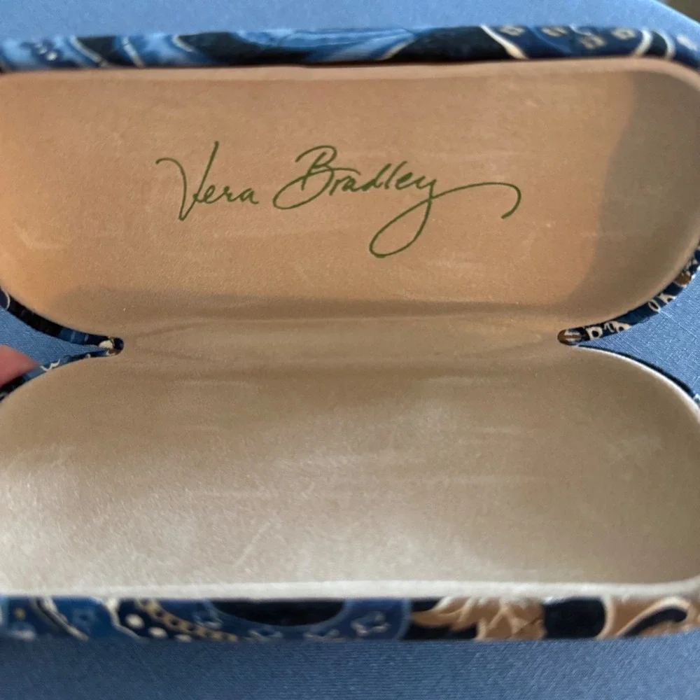 Vera Bradley Blue Gold Paisley Quilted Hard Shell Eyeglass Sunglasses Case